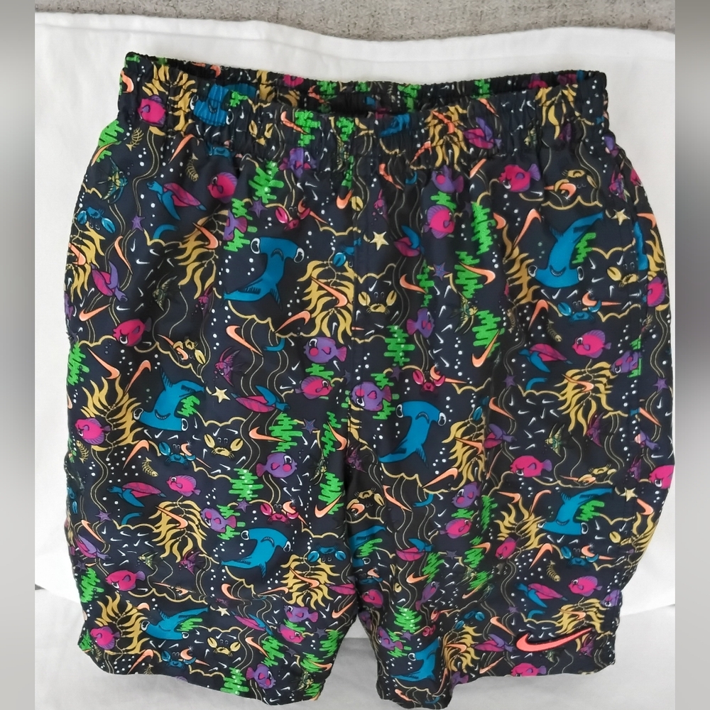Nike Boys Sea Friends Black Swim Shorts with Neon Multicolor Print Marine Life